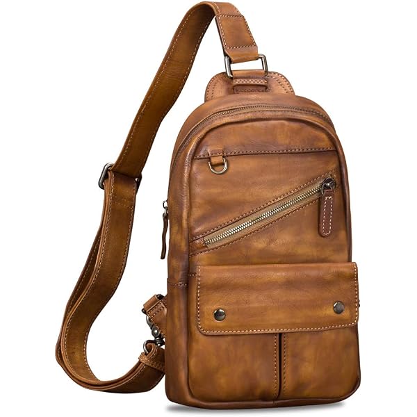 Amazon.com: IVTG Genuine Leather Sling Bag for Men Vintage  display picture 1