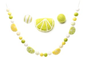 GLACIART ONE Summer Lemon Felt Ball Garland | Decorative Pom Pom Garland Wool Felt Hanging Ornaments for Home, Office Decor, Mantle Garland Year Round | Passive Aromatherapy Diffuser & Great Gift Idea