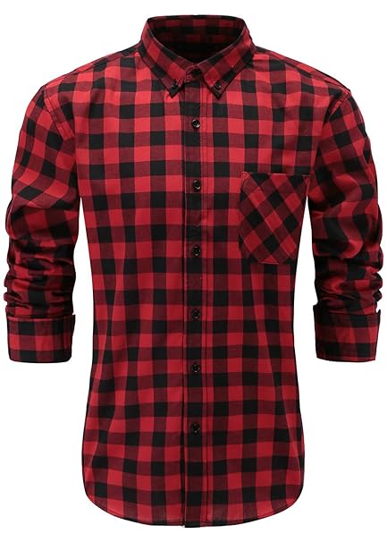 red and black plaid dress shirt