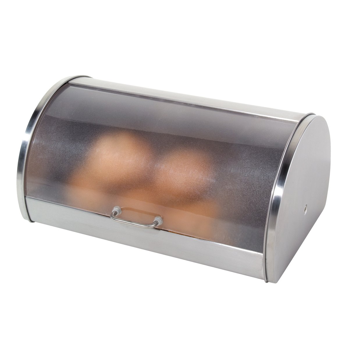 Photo 1 of *DENTED** Oggi Stainless Steel Roll Top Bread Box for Kitchen Countertop with Frosted Plexilass Lid - Fits Multiple Loaves of Bread and Other Freshly Baked Goods Including Cookies, Bagels, Muffins