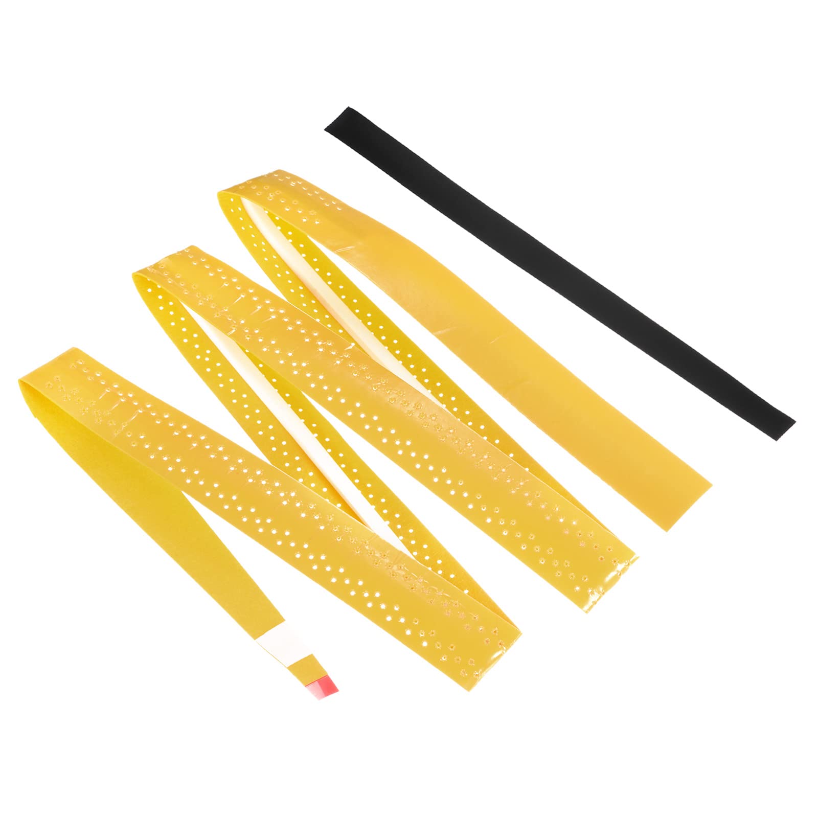 PATIKIL 43.3" Tennis Racket Grip Tape with Damping Ridges, 6 Pack Overgrip Perforated Absorbent Non-Slip for Badminton Fishing Rod, Yellow