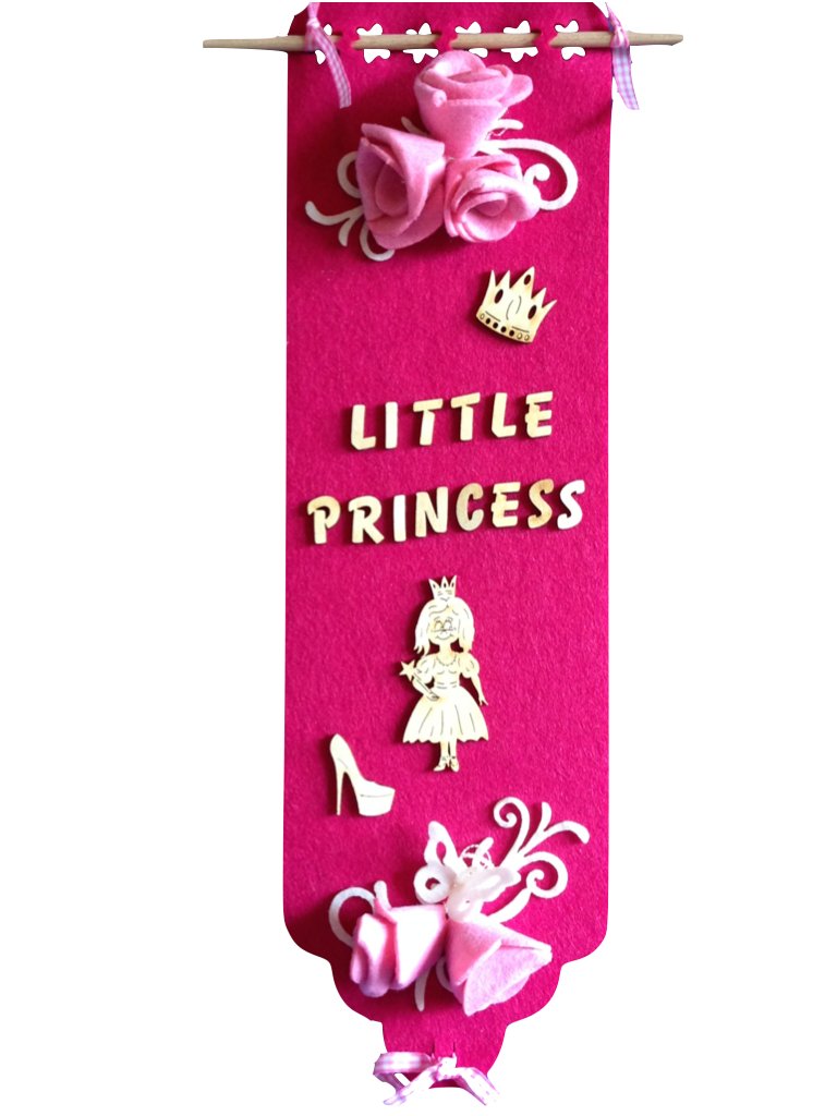 News A-TSF15PZ35 Petra's Craft making Türschal 'Little Princess'Fertigmaß, 44 x 13.5 CM Wooden/felt