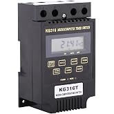 KG316T Digital Programmable Timer Switch, Microcomputer Power Relay Controller with LCD Display, 25A 110V AC, 10 On/Off Programs 1min-168h Timing for Lights Fans Motors Appliances