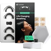Intake Breathing Nasal Strip Starter Kit (30 Ct) with Travel Case | Reduces Snoring, Improves Sleep | Sweat-Resistant, Skin-Safe | Compact Solution for On-The-Go | Holds Up to 5 Strips