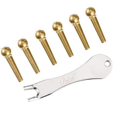 TOOGOO Klassische Kupfer Gitarre Bridge, Bruecke Pins Puller Remover Extractor Peg Werkzeug fuer Ukulele, E-Gitarre, Bass, Ak