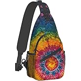 Mqtzyiwx Tie Dye Colorful Sling Backpack Hiking Backpack Crossbody Bag Sports Lightweight And waterproof Chest Bag Shoulder Bag For Women Men