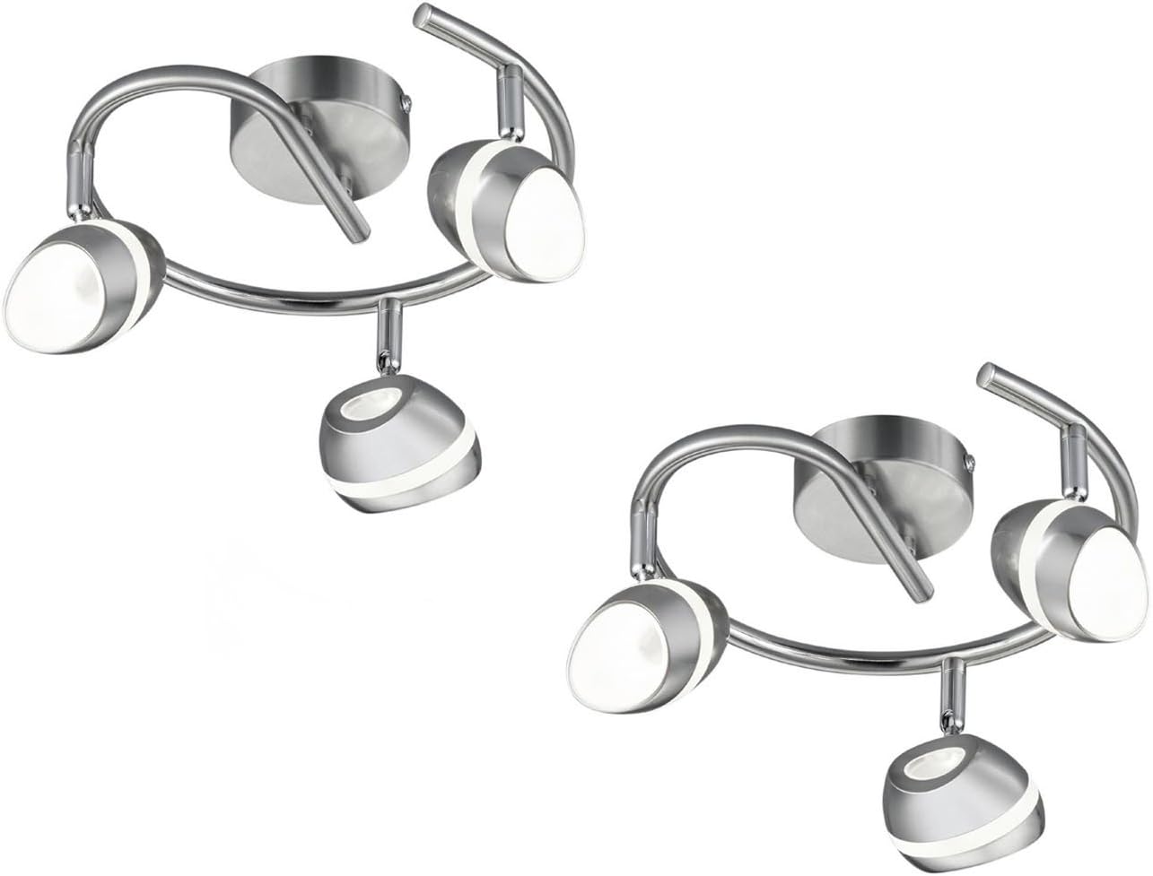 Set of 2 Shark, Spotlight 3-Bulb LED Ceiling Spotlight Fitting Can Be Pivoted Retro Style