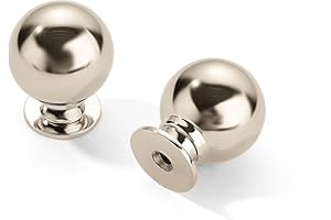 CABDM 10 Pack 1 Inch Vintage Ball Polished Nickel Cabinet Knobs Kitchen Cabinet Hardware Drawer Knobs Pulls for Drawers.