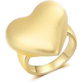 Aprilery Chunky Gold Rings for Women Gold Heart Cubic Zirconia Statement Band Ring Hypoallergenic Jewelry Gift