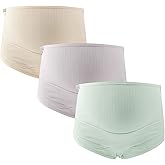 FEOYA Women's Maternity Underwear Over Bump Cotton Pregnancy Panties Plus Size High Waist Seamless Briefs 3 Pack