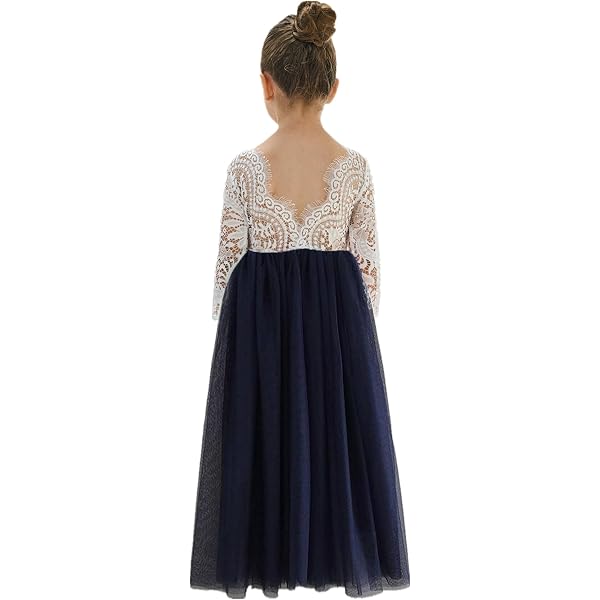 BluNight Collection Girls' Lace Top Chiffon Dress – Cap Sleeves, Rhinestone Belt, Zip Back For Flower Girl & Easter