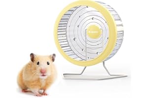 JONS NTY JONSΛNTY 9.6" Silent Hamster Wheel, with Metal Bracket and Anti-Fall Outer Ring, for Hamster Exercise, Excess Fat Removal, Large, Yellow