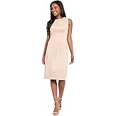 London Times Women's Sleeveless Round Neck Sheath Professional Work Dresses