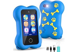 TERRAMUS Cute Paws Kids Smart Phone Toys, 2.8'' Touchscreen HD Dual Camera Cell Phone for Toddlers, Play Phone with MP3 Music Player,Games,Learning Toy Phone with 8GB Card, Gifts for Boys Girls (Blue)