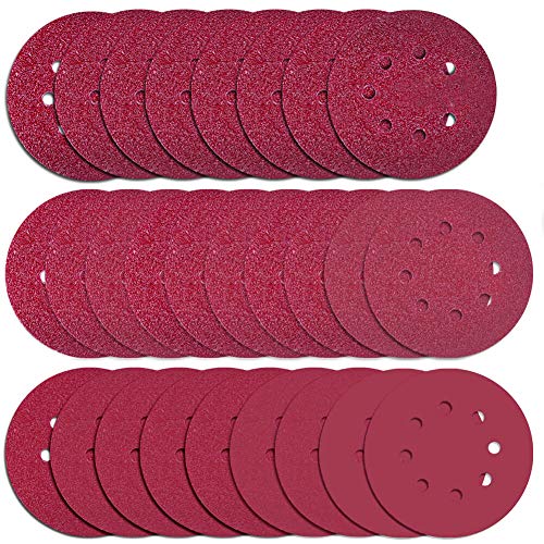 Anezus 75 Pcs 5 Inch 8 Holes Sanding Discs 80 100 120 240 320 Grit Hoop and Loop Sandpaper for Random Sander
