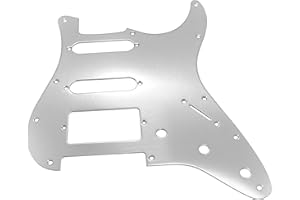 QINHRETUO HSS Metal Guitar Pickguard 11 Hole - Compatible with Strat Style Guitars & FR Tremolo Bridges, Fits American Standard/Player Series, Stainless Steel (Silver)