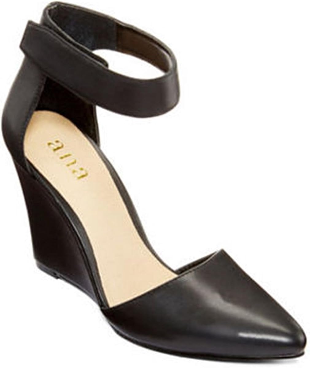 a.n.a Scarletta Womens AnkleStrap Wedge Pumps (5, Black) Amazon.ca