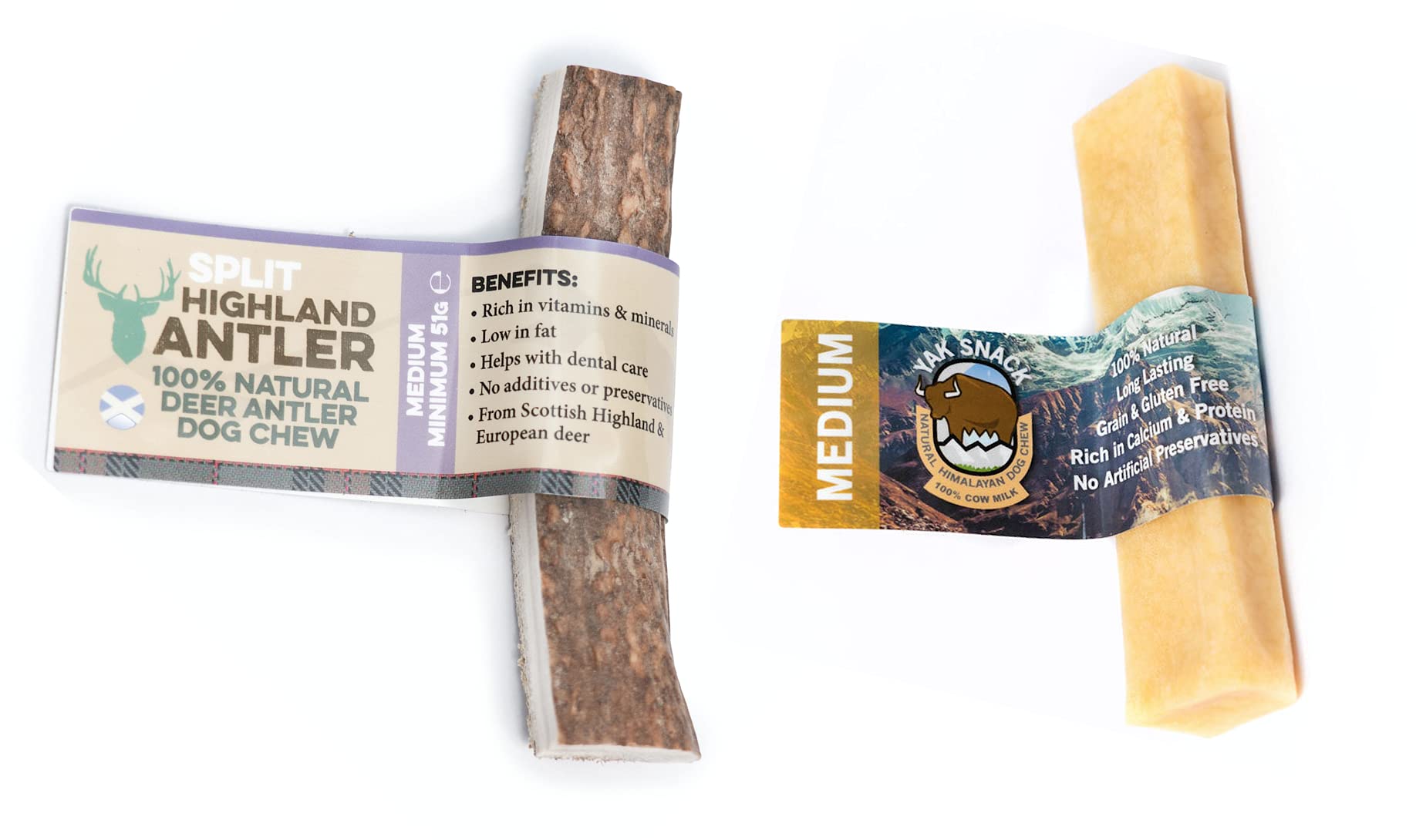 Highland Medium Split Antler and Yak Snack Dog Medium Chew
