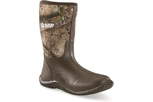 Guide Gear Men’s Mid Camo Bogger Rubber Boots Waterproof Rain Hunting Shoes