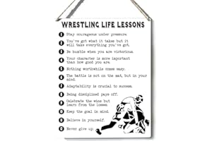 Xiolcxdr Inspirational Sign Decor Wrestling Life Lessons Wooden Sign Plaque Wall Hanging Motivational Sports Print Artwork 8”X10” Home Office Decorations…