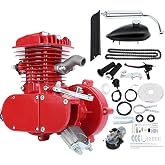 H-YEEU 80cc 2 Stroke Bicycle Engine Motor Gas Motorized Bike Motor Kit(Red)