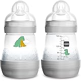 MAM Easy Start Anti-Colic Newborn Essentials, Slow Flow Bottles with Silicone Nipple, Unisex, Designs May Vary, 5 Oz, 2 Count