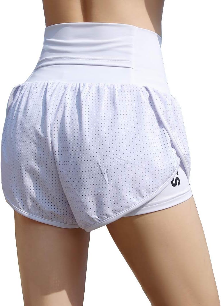 Women Workout Running Shorts,Active Yoga Gym Sport Shorts with Liner 2 in 1