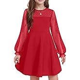 IFFEI Girls Dresses Puff Mesh Sleeves Short A-Line Dress for Party Wedding Guest