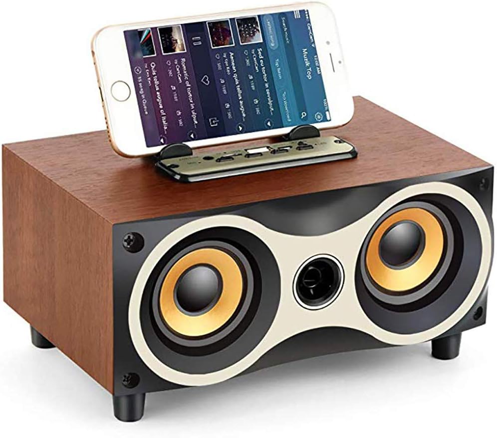 Wireless Bluetooth Portable Speaker Desktop Wooden with HD Sound and