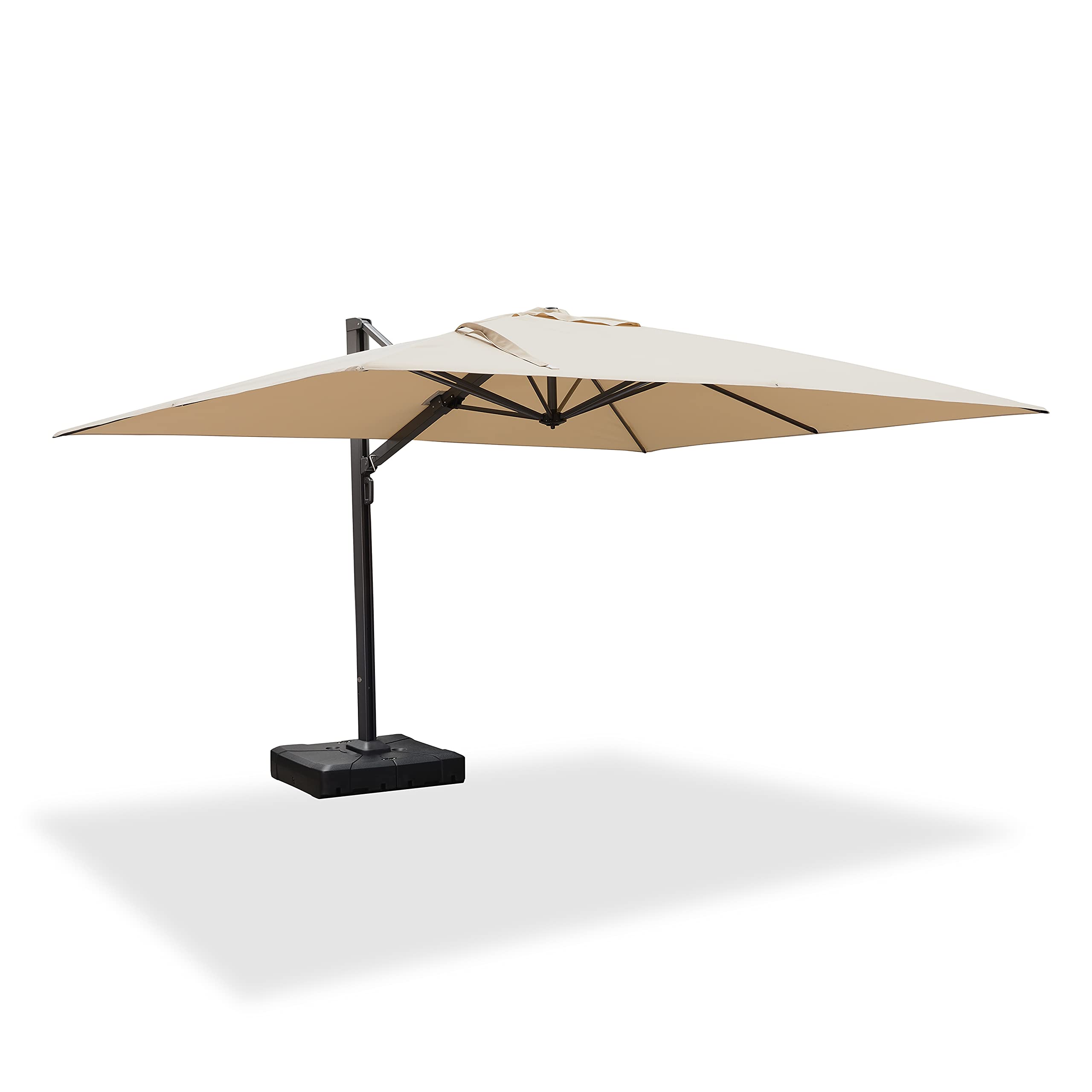 PURPLE LEAF 10' X 13' Rectangle Patio Umbrella Large Outdoor Aluminum Umbrella Offset Umbrella with 360-degree Rotation Cantilever Umbrella for Garden Deck Backyard Pool, Beige