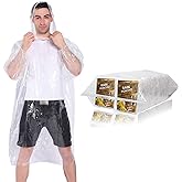 COOY Rain Ponchos,with Drawstring Hood (10 Pack) Emergency Disposable Rain Ponchos Family Pack for Adults,Clear