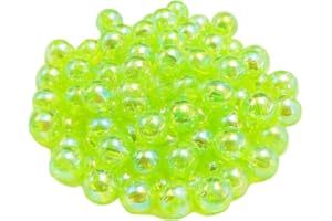 BRBASAP 50pcs 6mm Fishing Beads Freshwater Beads for Fishing Rigs Holographic Fishing Beads Lures Rigs Baits Freshwater and Saltwater Tackle for Trout Redfish and More Micro Beads Fishing Line Beads
