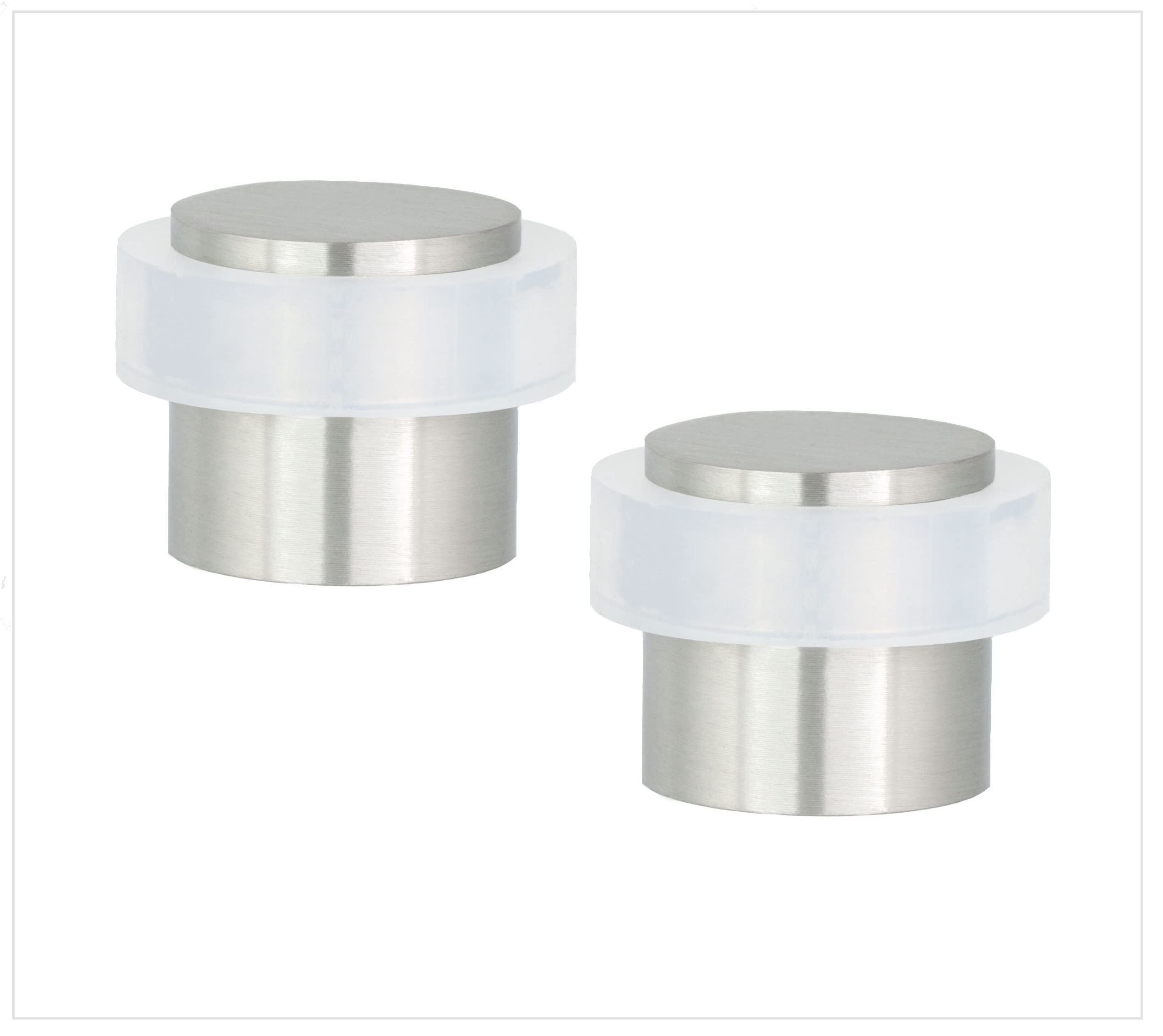 EVI Herrajes | Pack of 2 Screwed Door Stops | Ø20x20mm | Floor Mounted | Stainless Steel | White Silicone Protection | Includes Screw + Fastening Plug | Model I-157