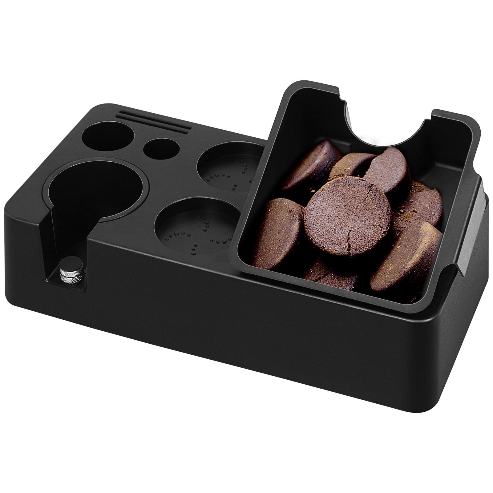 Photo 1 of Y-Step Espresso Knock Box, 8 in 1 Espresso Tamping Station ABS Coffee Tamper Station Base Espresso Accessories Organizer Box for Storage 51-58MM Espresso Tamper, Distributor, Portafilter & Puck Screen