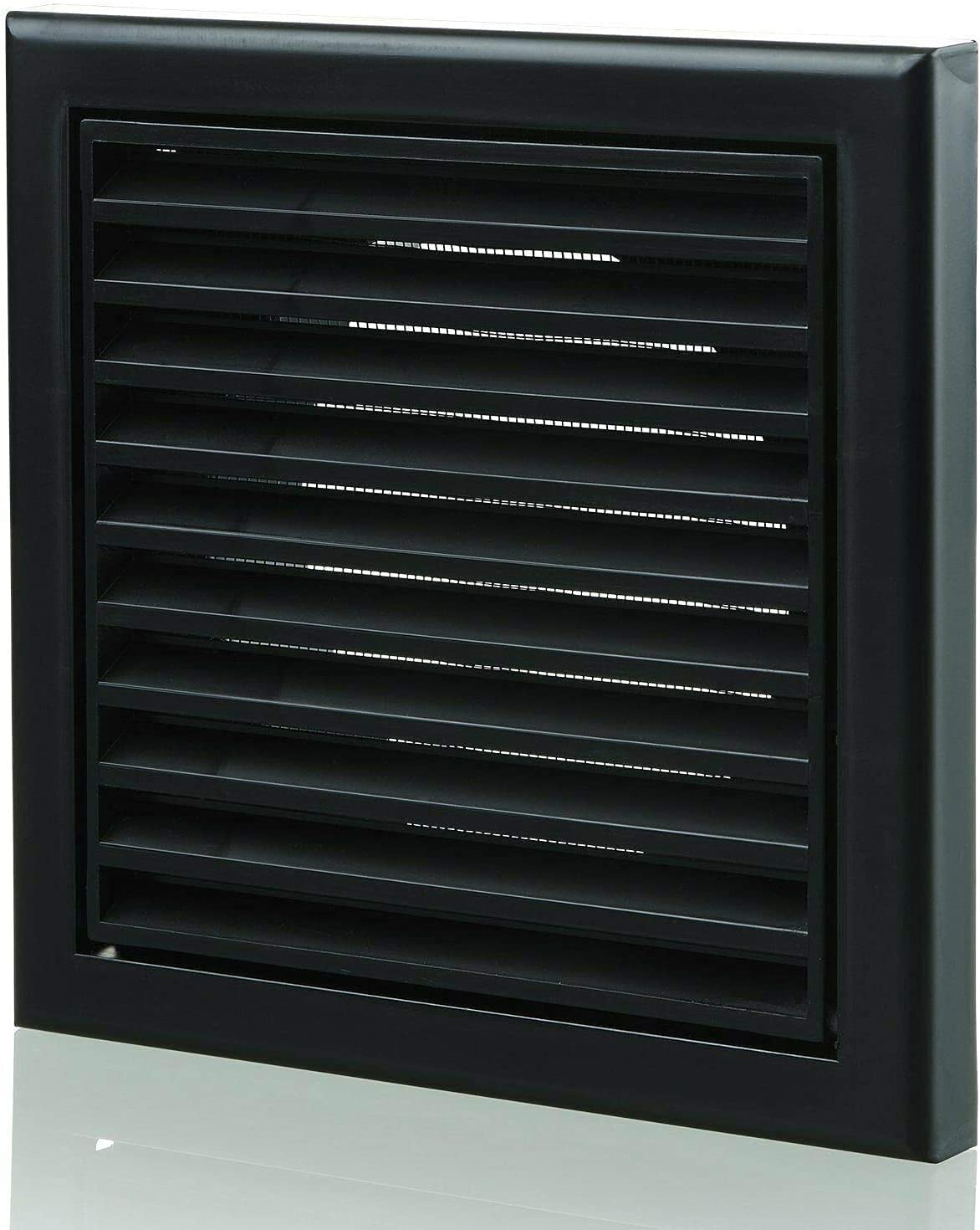 Vents 150mm Black Fixed Blade Vent Grille with Fly Mesh – 185 x 185mm Diameter Vent for Bathroom & Kitchen Ventilation
