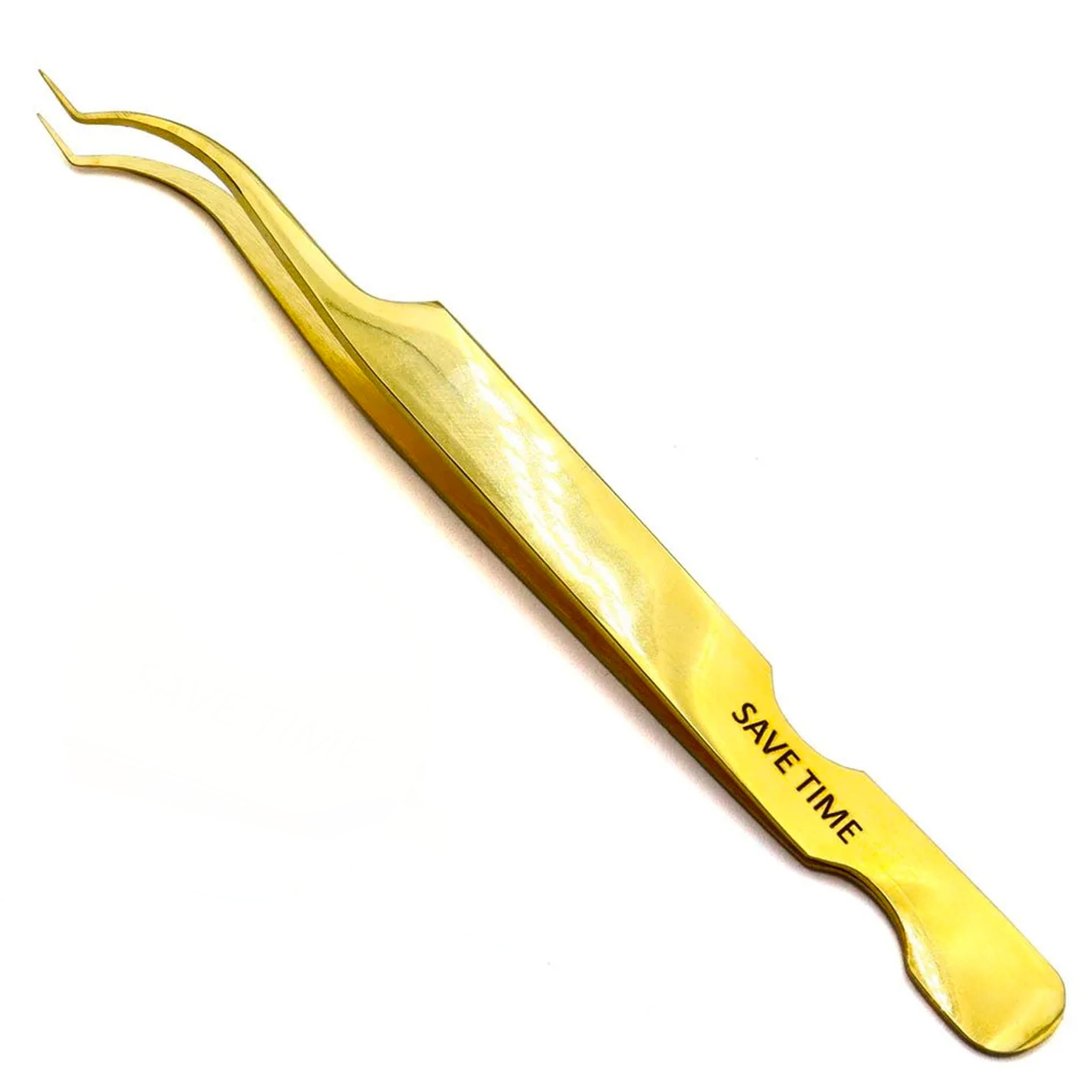 LLBA Lash Tweezer Professional Volume False Lash Application Tool | Multi Shapes & Purposes Tweezers | Non-Slip Grip Tweezers for Volume, Isolation & Classic Lashes (Gold, Save Time Inner Corner)