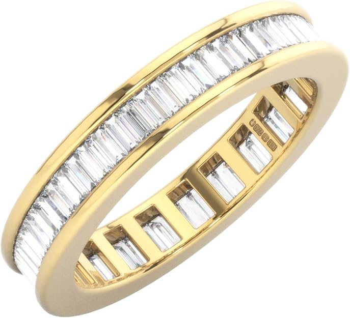 1.55Ct Channel Set Baguette Cut Diamond Full Eternity Ring in 18K