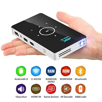 Tosuny Mini DLP Projector 2500 Lumens WiFi Proyector de Video ...