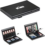 Kiwifotos Portable Luxury Metal Memory Card Case Carrying Holder for SD MicroSD Micro SDXC SDHC CF TF and NS Game Card with 3