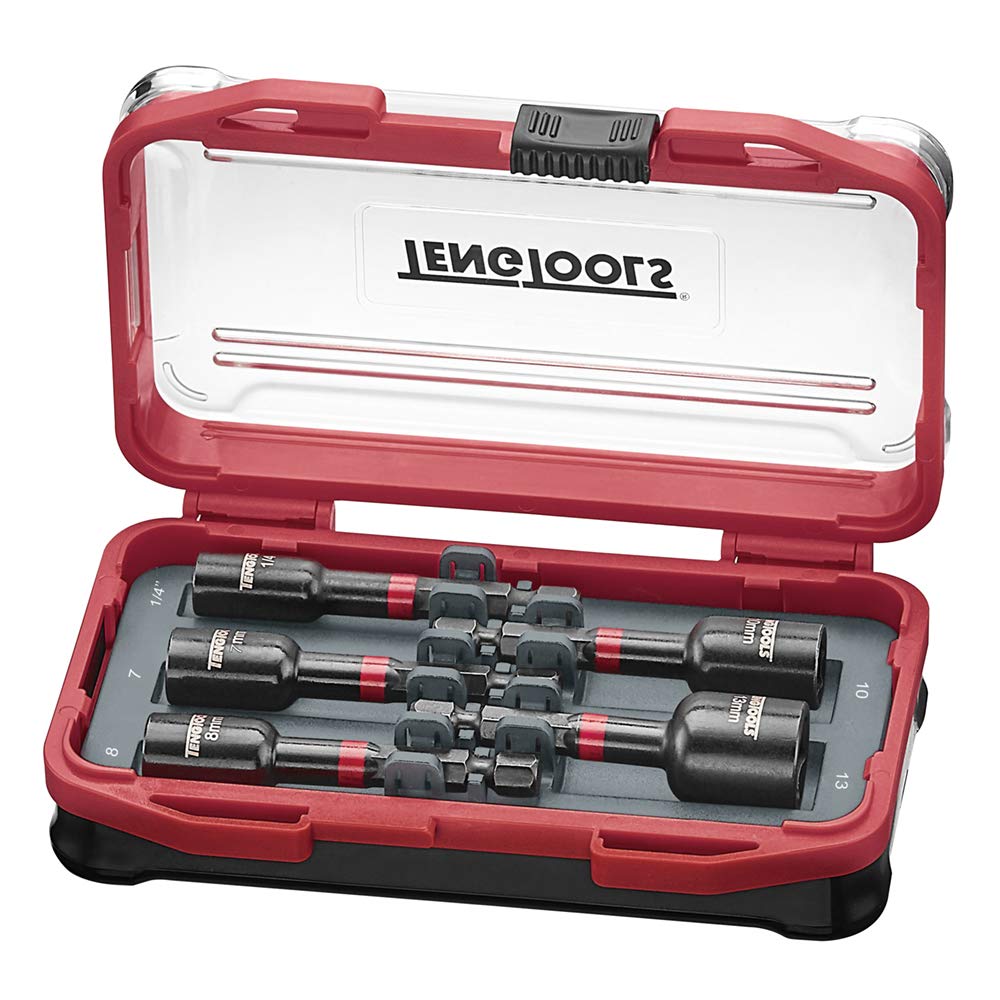 Teng Tools 5 Piece Long 65mm Impact Rated Nut Driver Set 1/4" 7 8 10 13mm TBNSI5
