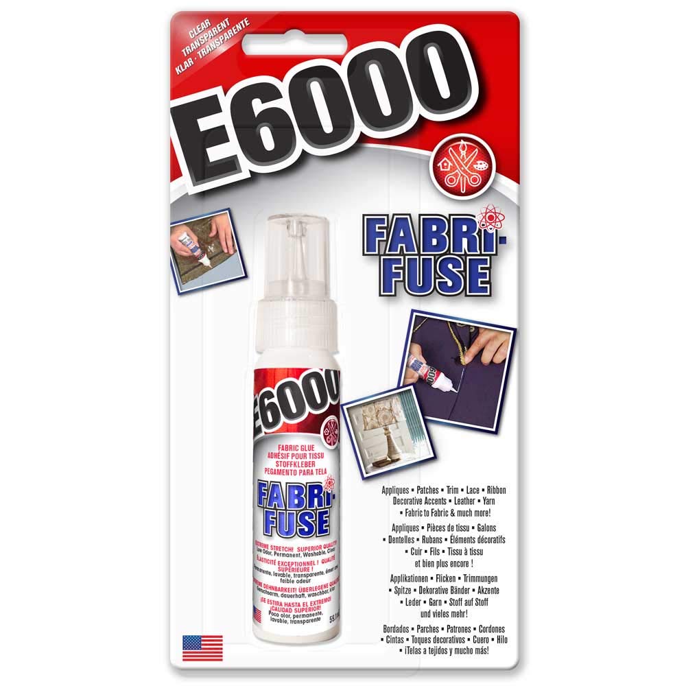 E6000 Fabri Fuse Adhesive for Fabric, Craft Projects, Felt, Metal, Wood, Multi Surface Permanent Glue, Clear Drying Formula, 59.1ml