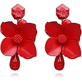 XYAYOU Flower Petal Resin Bead Statement Dangle Floral Tassel Earrings for Women Jewelry