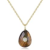 COAI Crystal Necklace for Women, Teardrop Pendant 18K Gold Plated Stainless Steel Necklace for Women