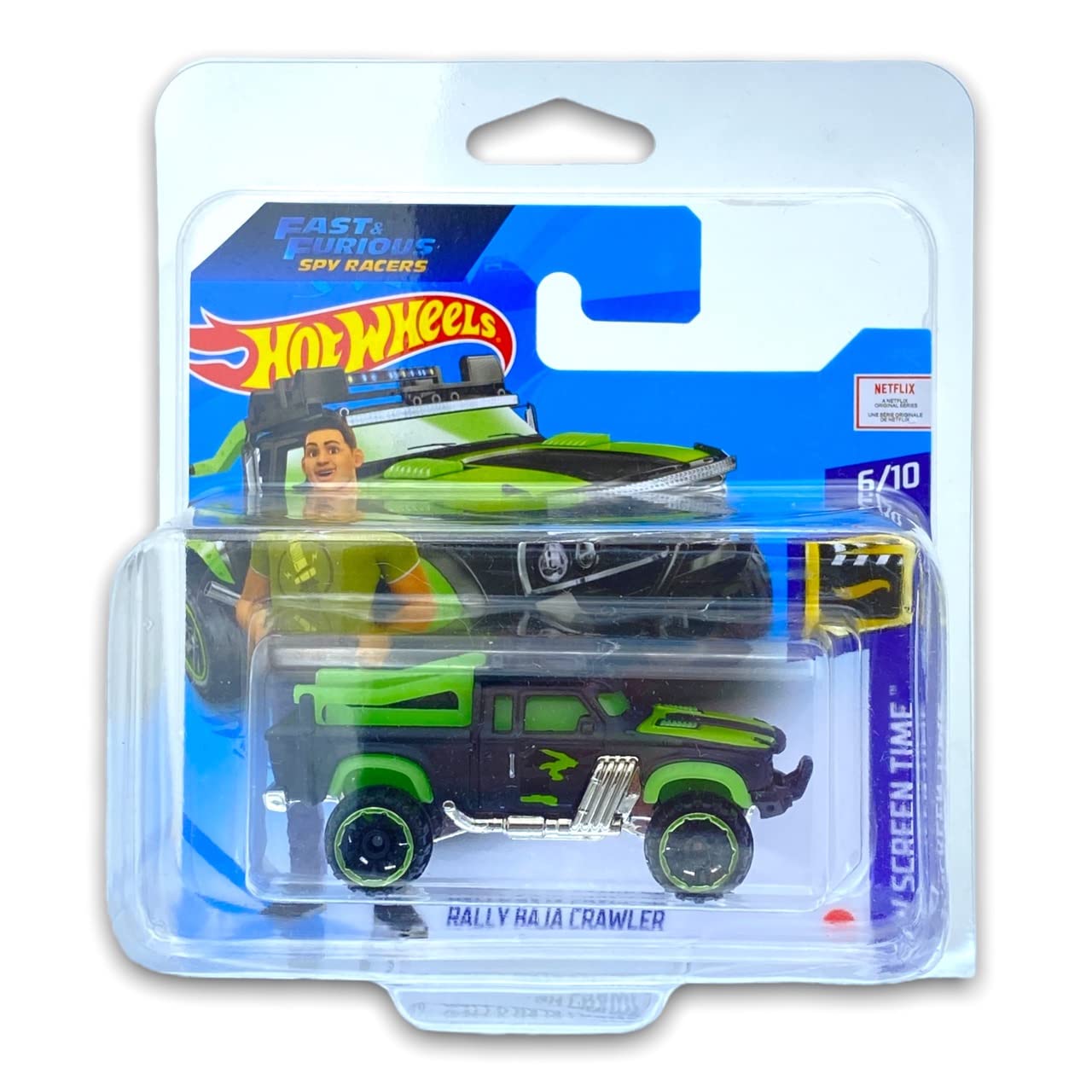 Hot Wheels Rally Baja Crawler (Black/Green) 6/10 HW Screen Time 2021-141/250 (Short Card) *** COMES IN A KLAS CAR KEEPER PROTECTIVE COLLECTORS CASE *** GTC72
