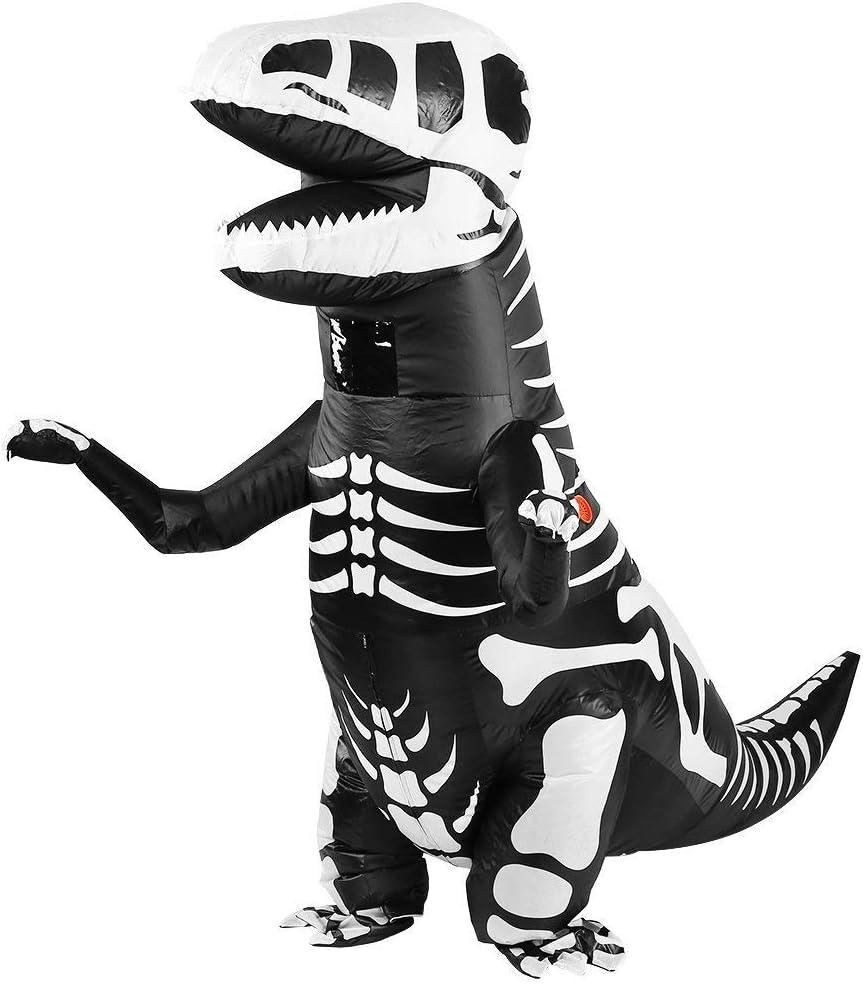 Inflatable Bone Dinosaur Costume T-rex Christmas Costumes funny Toys for Adult (Black Dinosaur)