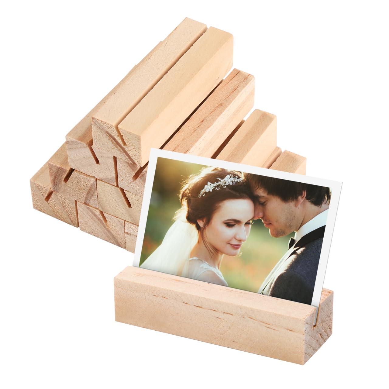 TOYANDONA 10Pcs Wooden Table Place Card Stands Party Table Number Clip Holder Photo Picture Display Stand for Party Home Office