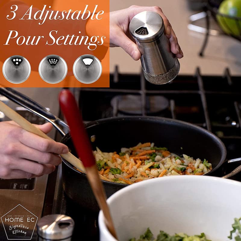 HOME EC Original Glass Salt and Pepper Shakers Set with Adjustable Pour