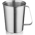 CURTA 18/8 Stainless Steel Measuring Cup with Handle and Pour Lip, Metal Pitcher with Oz and ML marking, 48OZ/1500 ML- 6 Cup), Heavy-Duty Pitcher