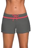 FEESHOW Damen Badeshorts – Stretch Schwimmhose Mit Seitenschnürung, Schnelltrocknend (Größe Wählbar)