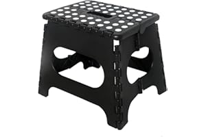 Fisiei Step Stool,Step stools for Adults,Folding Step Stool,Folding Stool,Foldable Stool,Small Step Stool for Kitchen,Bathroom,Living Room,Bedroom, Office, etc. (Black 11inch Height)